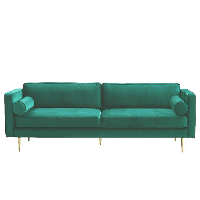 Tuxedo Arm Sofa Modern Style Green Velvet Sofa with Metal Legs