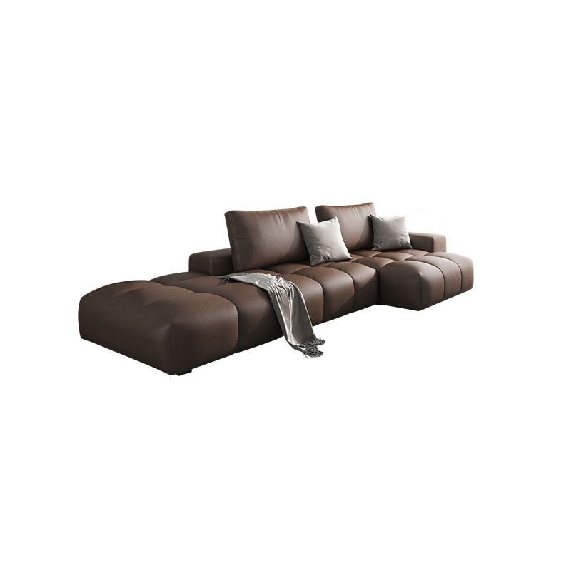 Faux Leather Pillow Back Sectional Brown/Black 106.29" Wide Sectional