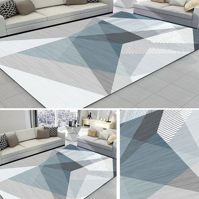 Multicolor Home Decoration Carpet Modern Geometric Printed Area Rug Polyester with Non-Slip Backing Rug