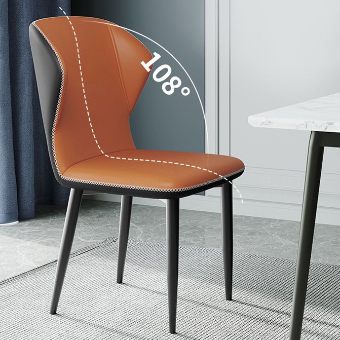 Silla auxiliar Parsons contemporánea, silla curva de cuero con acabado mate para Brasserie