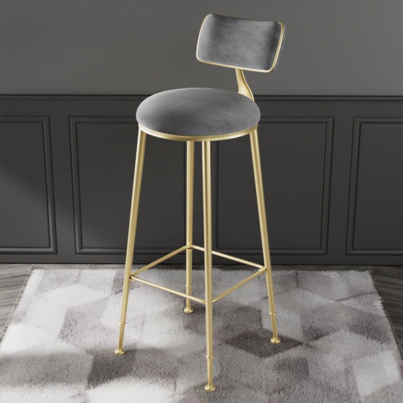 Glam Metal Barstool Fabric Counter Stool in Matte Finish for Indoor