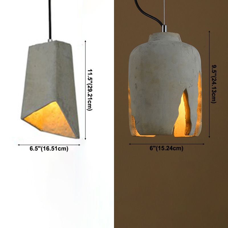 Cement 1-Light Hanging Lamp, Minimalist Gray Pendant Lighting for Living