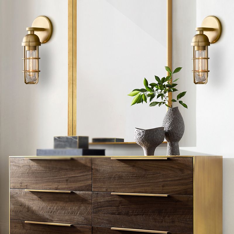 Modernism Glass Wall Mounted Sconce Gold/Black Wall Light for Foyer