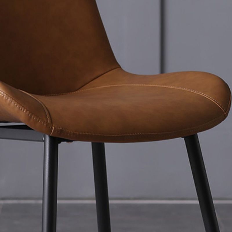 PU Leather Dining Chairs Industrial Style Arm Solid Back Dining Side Chairs
