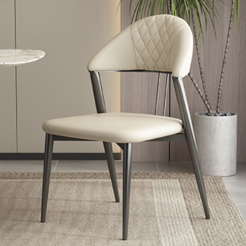 Faux Leather Dining Chairs Nordic Style Open Back Armless Chair for Dining Room