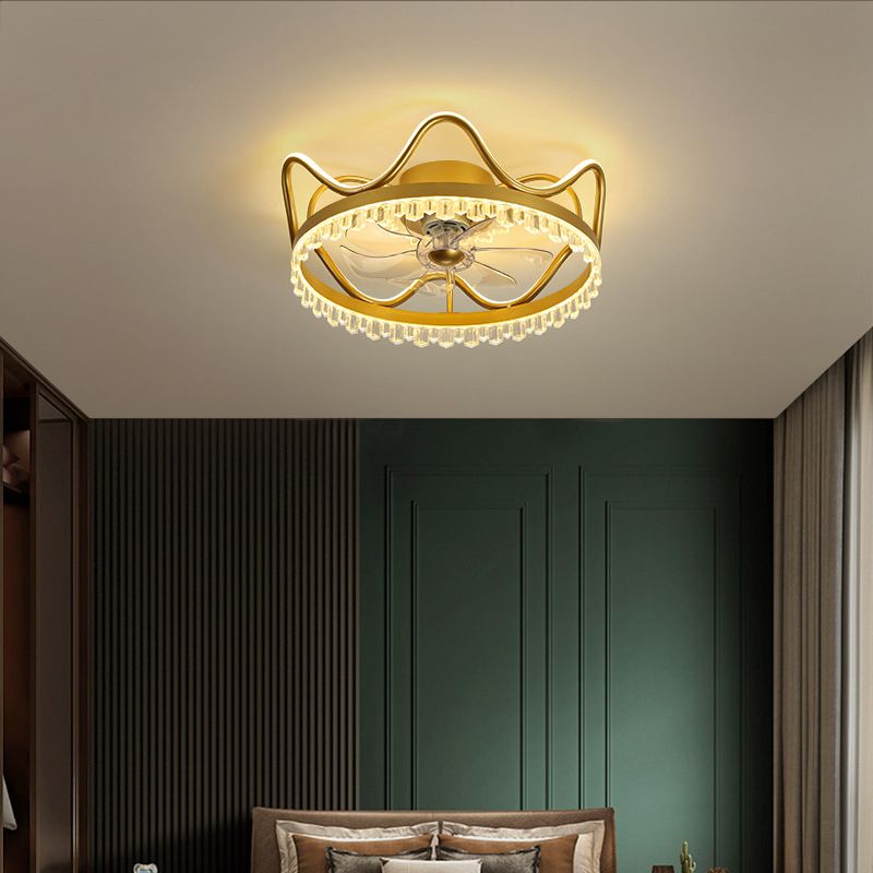 Metal Crown Shape Ceiling Fan Lights Modern Style 2 Light LED Flush Lights