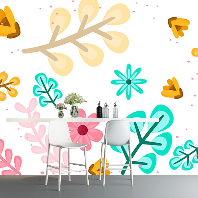 Mildew Resistant Tropical Plants Mural Decorative Wallpaper for Dining Room