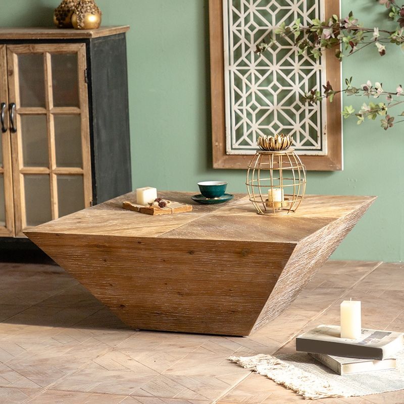 Scandinavian Square Coffee Table Wooden Cocktail Table for Living Room