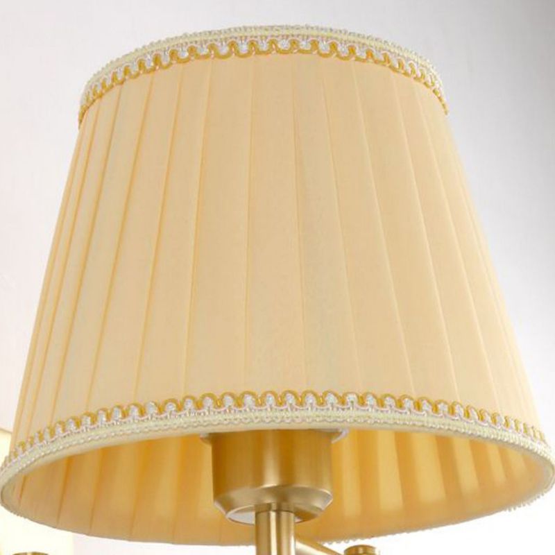 Single Light Wall Sconce in Gold Iron & Fabric Adjustable Wall Lighting Fixture