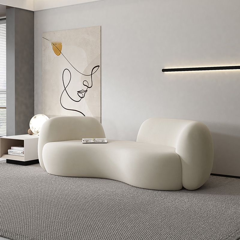 Contemporary White Microfiber 29.52" H Curved Tuxedo Arm Sofa