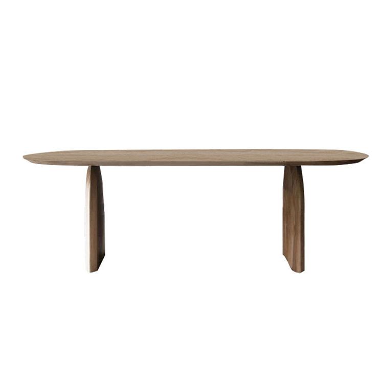 Two Wood Base Dining Table Modern Solid Wood Oval Dining Table for Living Room