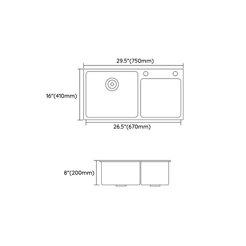 Modern Style Kitchen Sink Quartz Soundproof Kitchen Double Sink with Drain Assembly