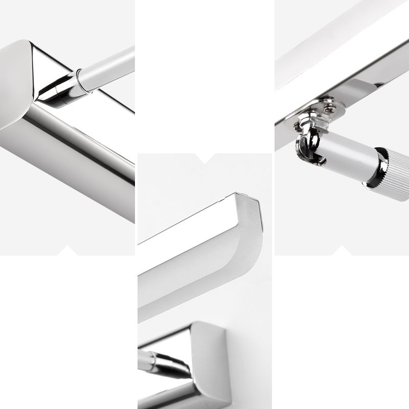 Pronzo della parete a led in argento acrilico in moderna lampada a parete regolabile in acciaio inossidabile per bagno per bagno