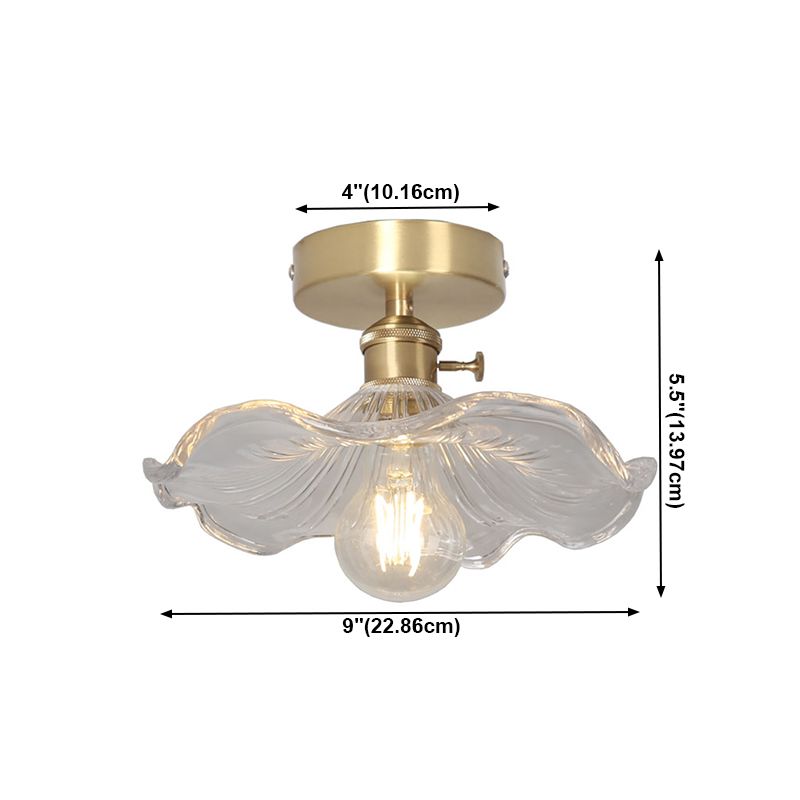 Plafonnier en forme de lotus, plafonnier en cuivre de style colonial pour couloir