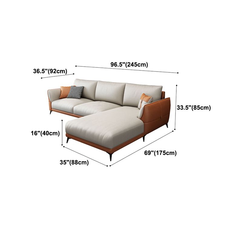 Scandinavian Stationary Faux leather Square Arm Cushion Back Sofa & Chaise