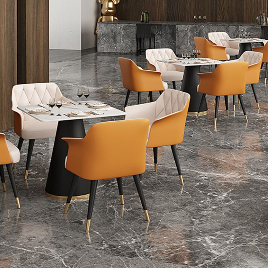 Modern Style Dining Table Sintered Stone Table with Metal Base for Dining Room