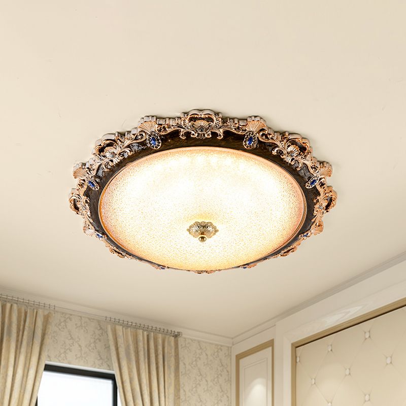 Domed Shade Bedroom Flush Lighting Fixture Farmhouse Seedy Glass 15 "/16.5" /21 " W LED Brown Massimale Flush in Warm / White Light