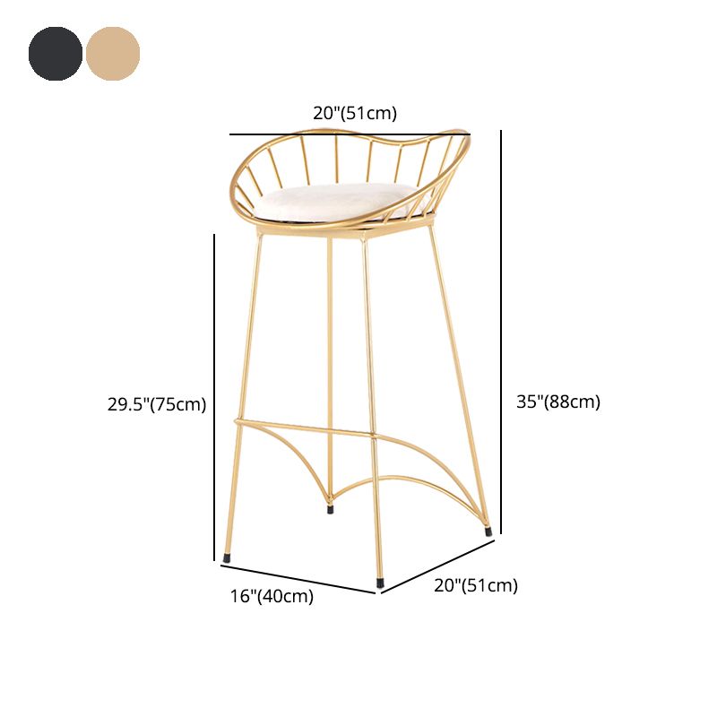 Modern Style Iron Bar Stool Low Back with Footrest Living Room Simple Bar Stool 30 Inches
