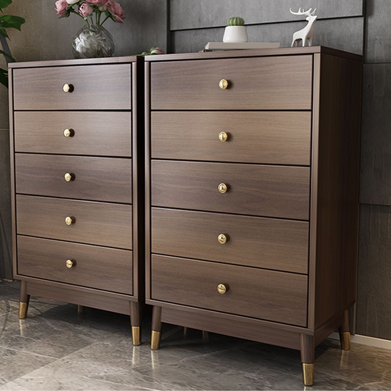Glam Wooden Vertical Storage Chest Bedroom Chest with Drawers