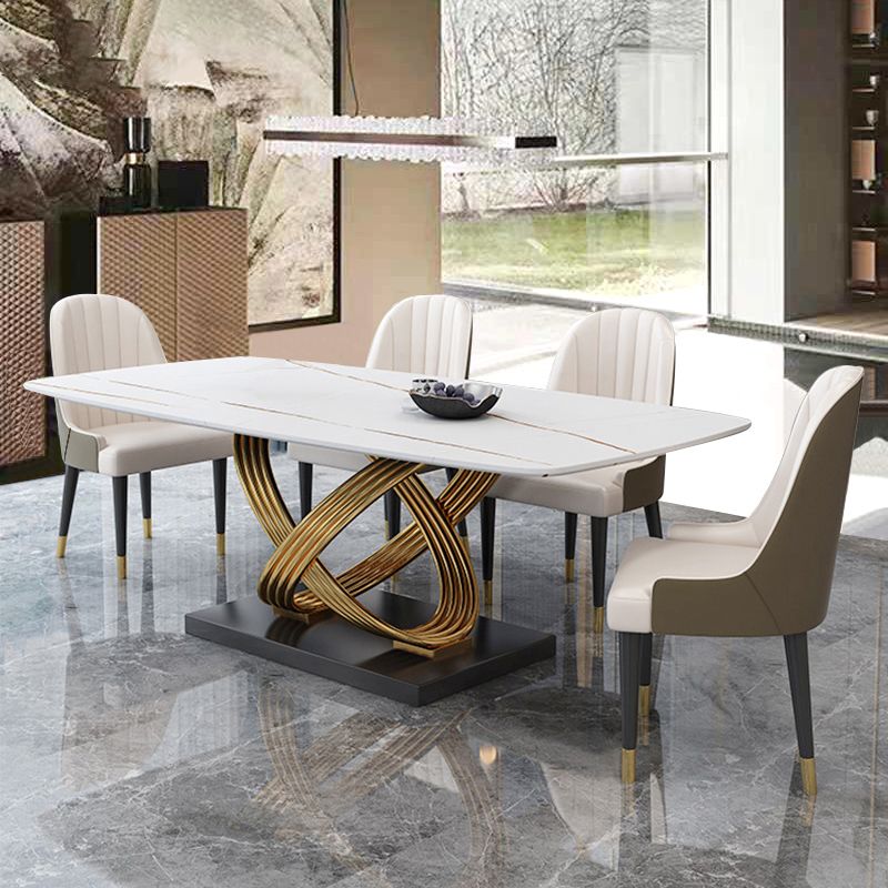 Luxury Sintered Stone Top Dining Set Rectangle 1/4/5/6 Pieces Dinette Table Set