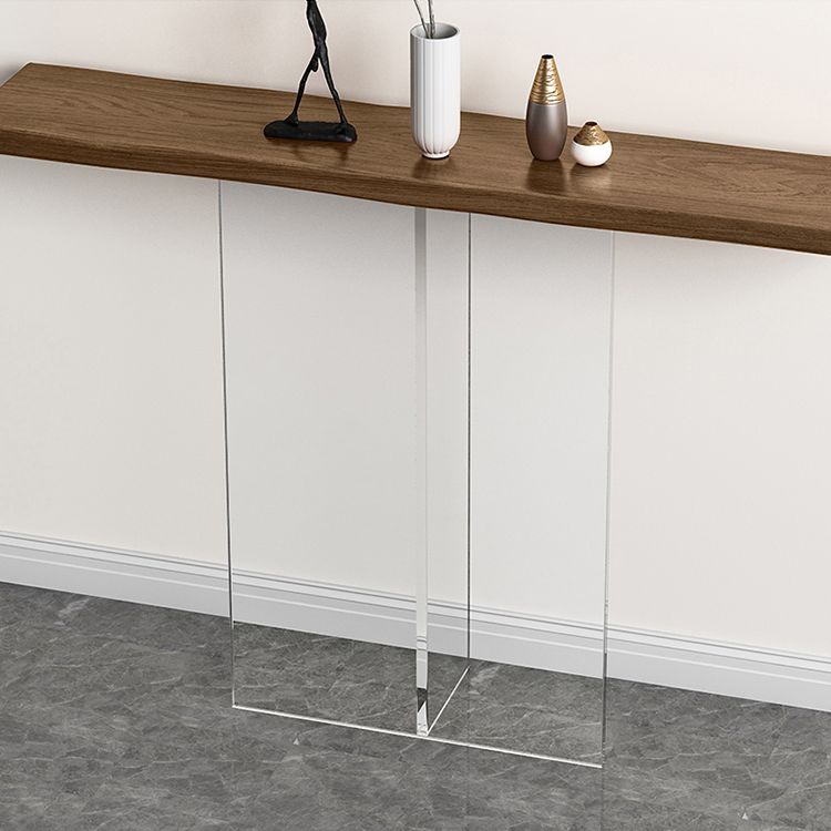 Solid Wood Rectangle Console Table 29.53-inch Tall End Table with Acrylic Leg