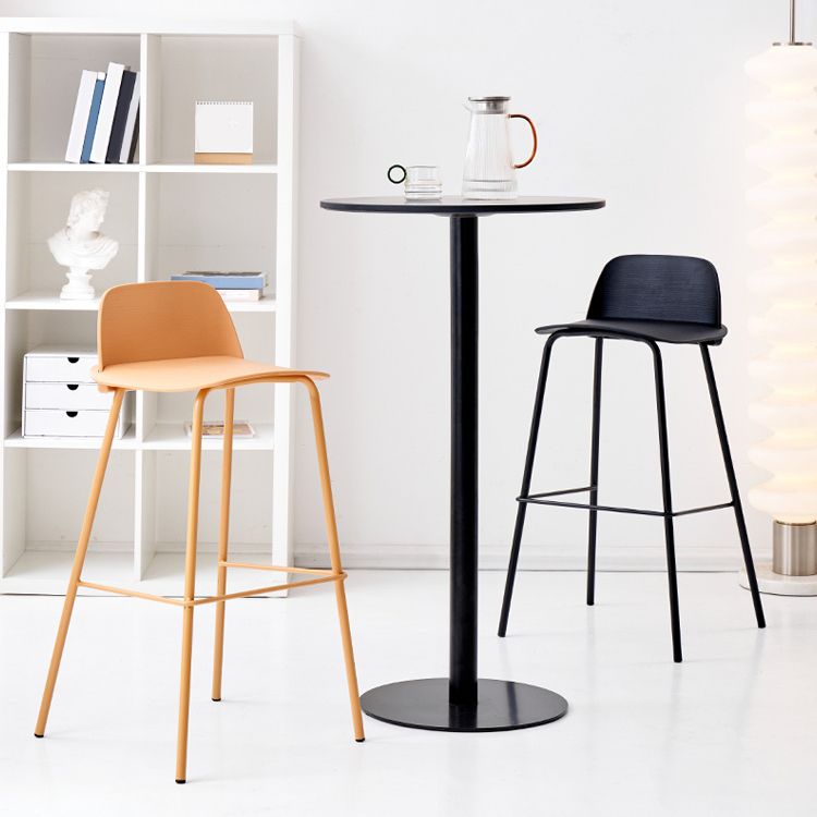 Indoor Glam Armless Low Back Bar Stool Plastic Stool with Steel Legs