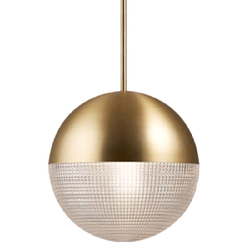 Modern Style Hemispherical Glass Hanging Light Frosted Metal Lamp Body 1-light Pendant Light for Aisle Bar