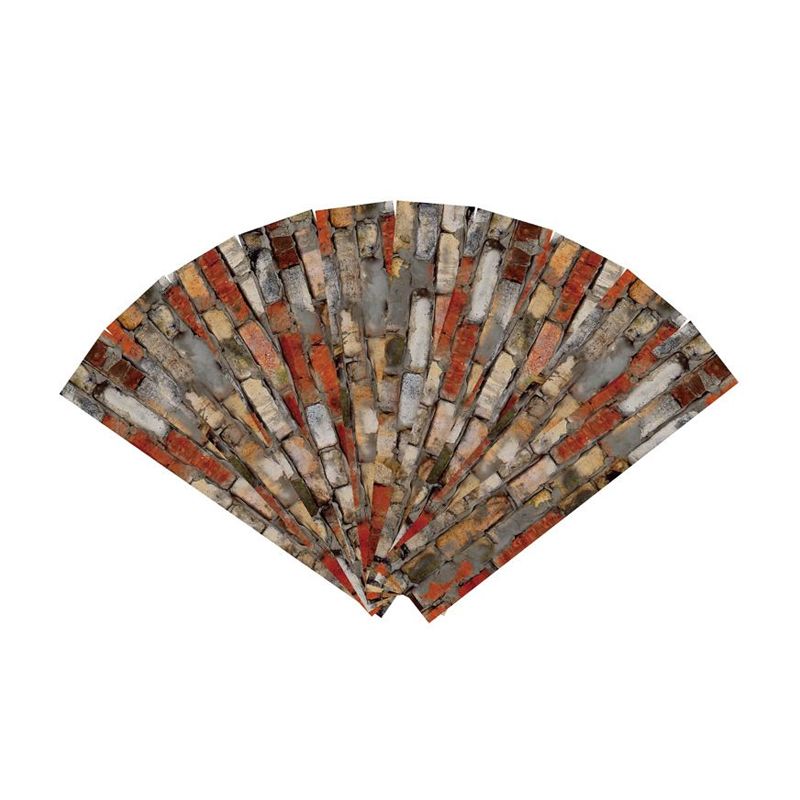 Rustic Brick Peel Wallpaper Panels for Living Room 5.4-sq ft Wall Art in Red Brown