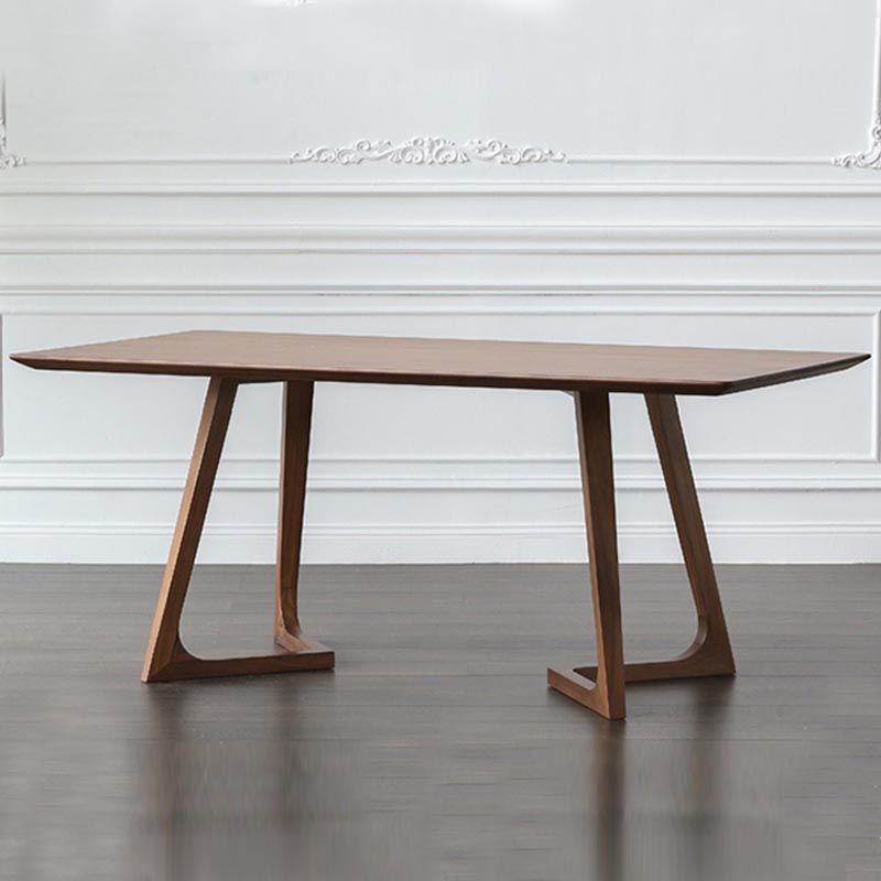 Natural Solid Wood Dining Table Modern Indoor Furniture with Double Pedestal