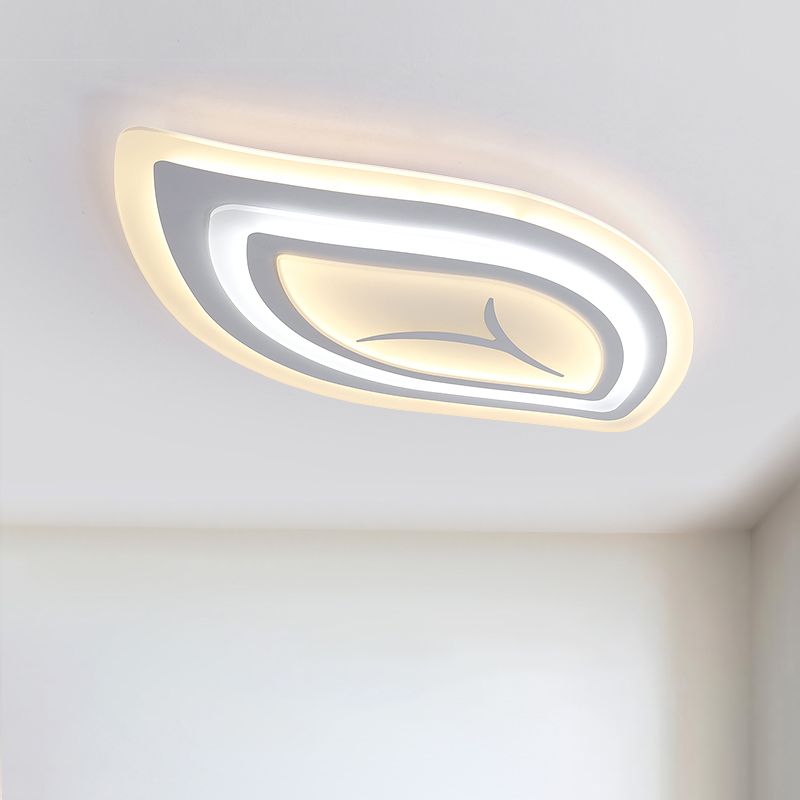 White Leaf Flush Mount Modern Acrylic 21.5"/25.5"/33.5" Wide LED Ceiling Light in Warm Light/White Light/Remote Control Stepless Dimming