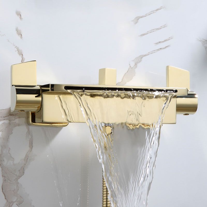 Traditional Wall Mounted Metal Tub Filler Low Arc Waterfall Tub Faucet Trim