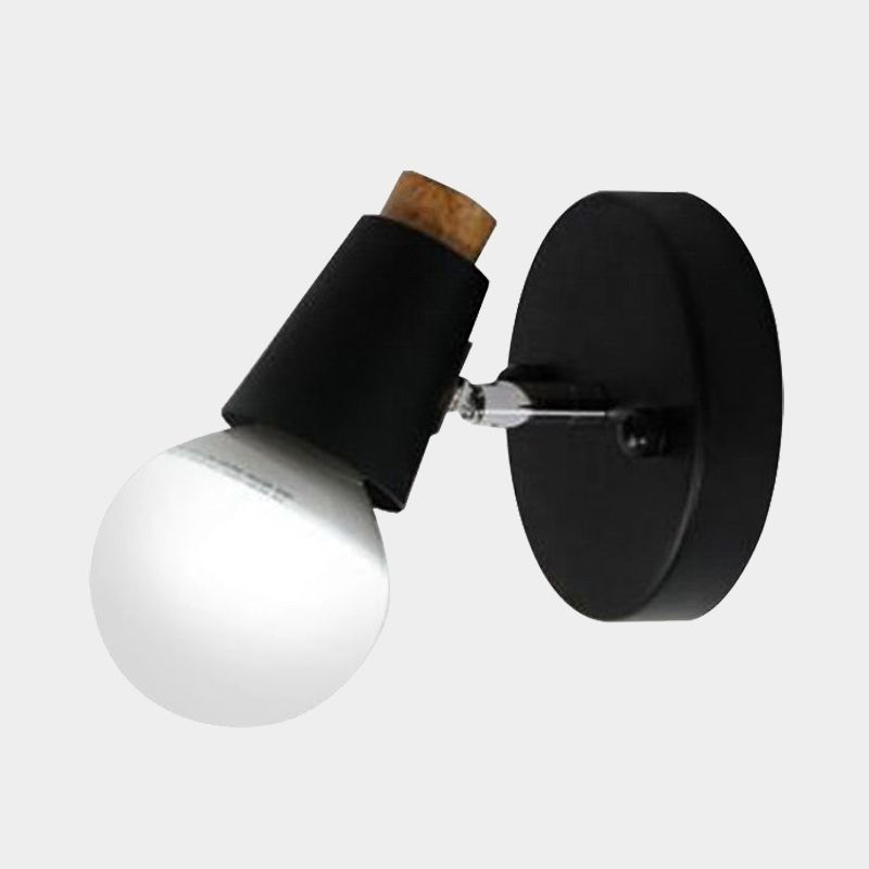 Metal Cup Shaped Sconce Light with Bare Bulb Industrial 1 Light Bathroom Wall Lamp in Black