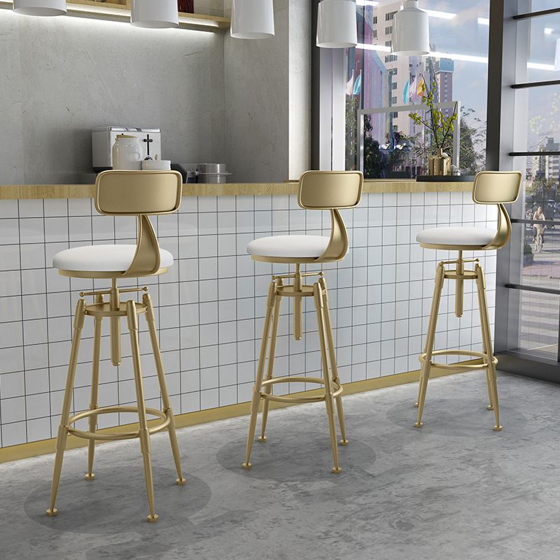 Metal Adjustable Height Bar Stool Industrial Upholstered Bar Stools
