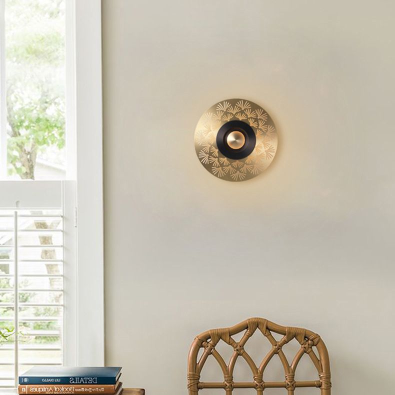 Aluminium messing LED -wandlicht in moderne luxe stijl ijzeren cirkelvormige muur sconce voor binnenruimtes