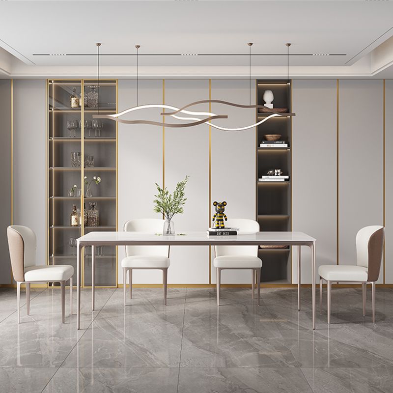 Modern Rectangle Dining Table Sintered Stone Table with 4 Legs