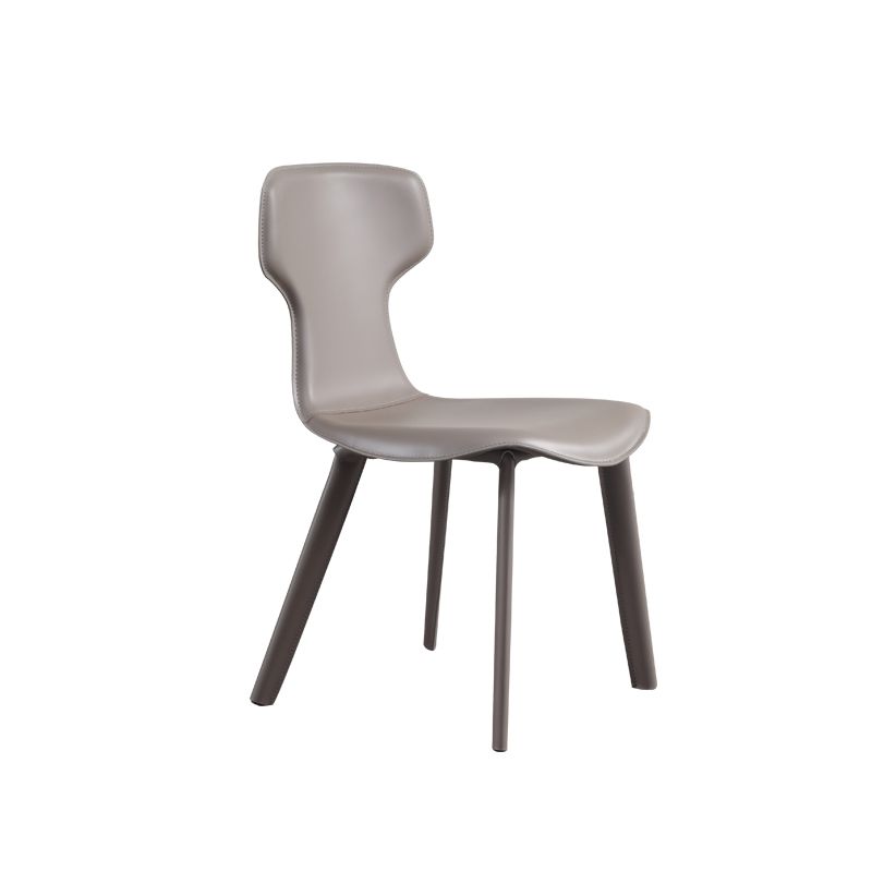Contemporary Faux Leather Armless Chair Home Metal Dining Chair