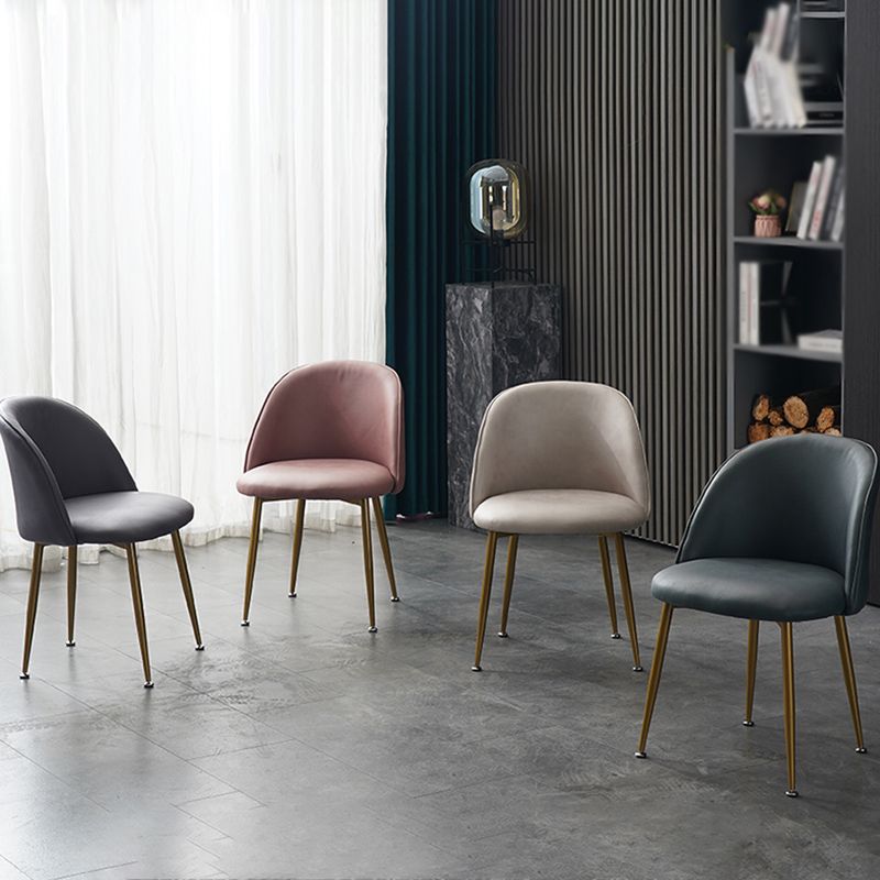 Glam Dining Side Chairs for Home Use Cushioned Armless Chair with Gold Legs