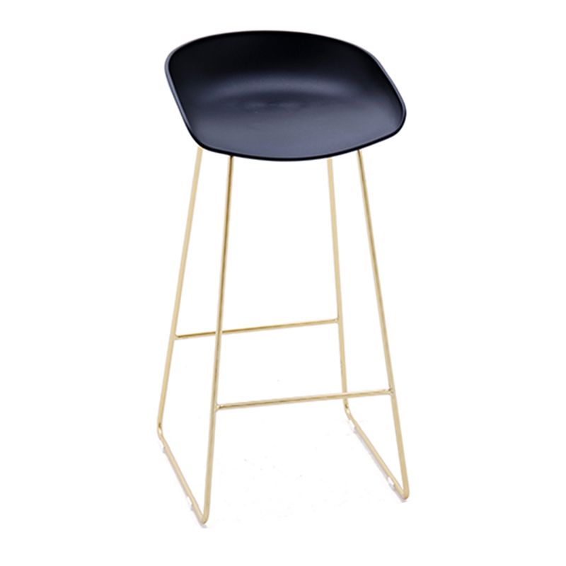 Contemporary Plastic Armless Bar Stool Low Back Bar Height Stool with Metal Frame