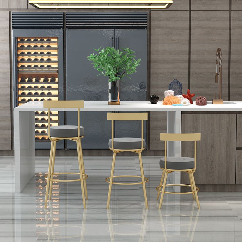 Glam Round Counter Height Stools Grey and Gold Footrest Upholstered Counter Bar Stool