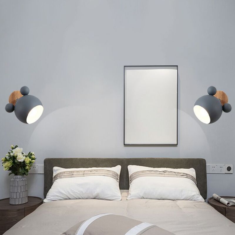 Children Wood Wall Light Polish Finish Flush Mount Lighting for Room