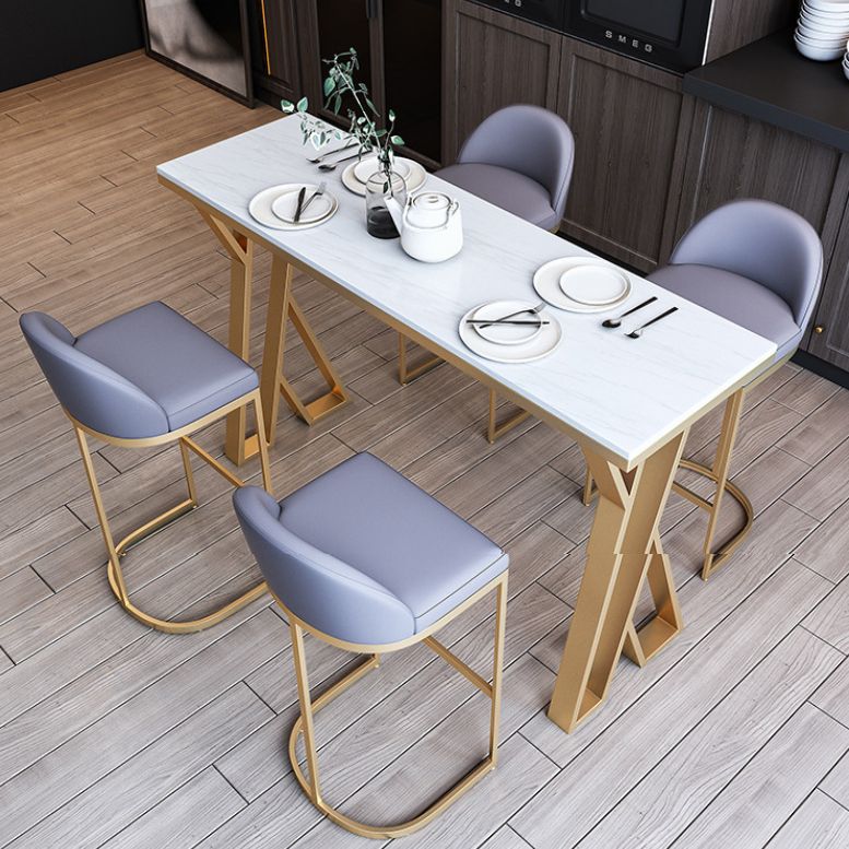 1/2/3/5/7 Pieces Modern Rectangular Pub Table Set Sintered Stone Top Bistro Table Set