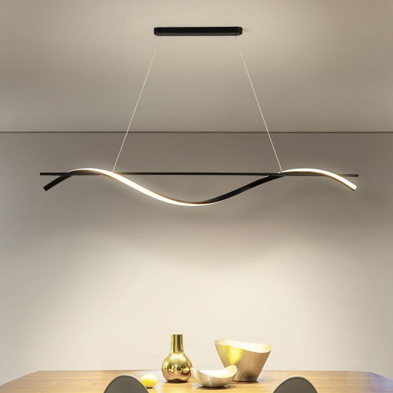 Simple Linear Hanging Island Light Metal Hanging Lighting Fixture for Sitting Room