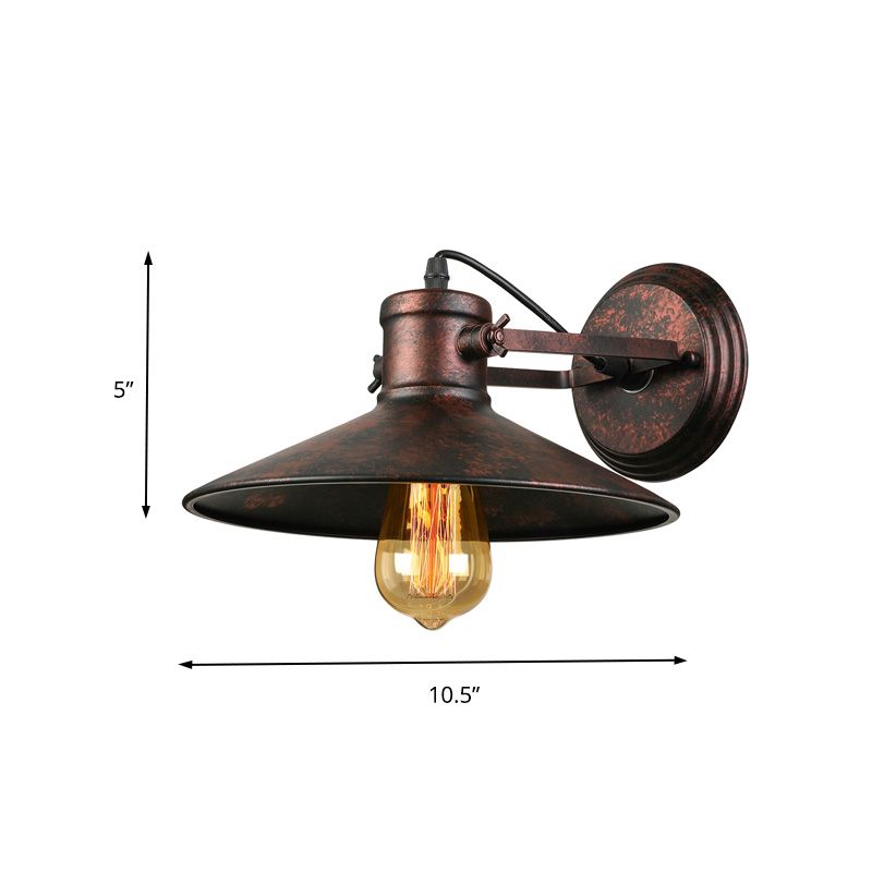 Metallic Saucer Sconce Wall Lighting Antique Style 1 Bulb Corridor Wall Sconce Lamp in Black/Rust