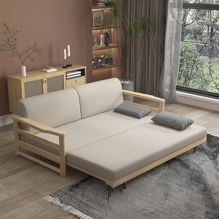 Scandinavian Wood Futon Sleeper Sofa Pillow Back Futon and Mattress