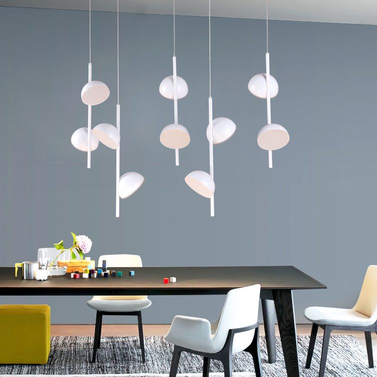 Postmodern Dome Pendse Light Metal 6/10 Luces de techo negro/blanco Luz para comedor con luz cálida/blanca