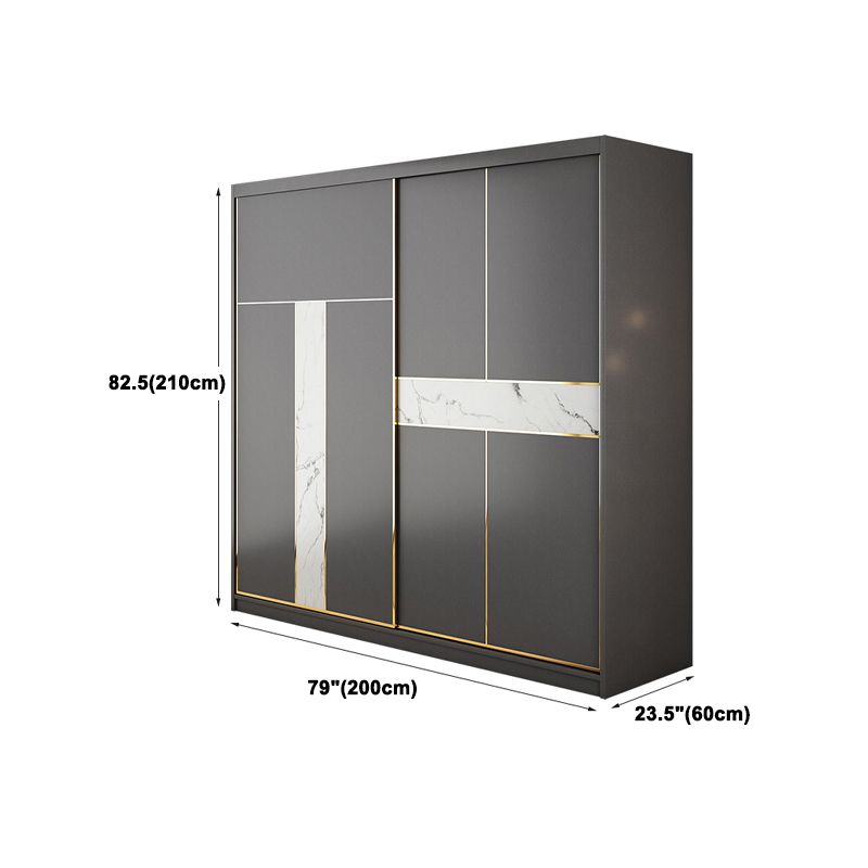 Contemporary Style Wardrobe Armoire Grey Engineered Wood Wardrobe