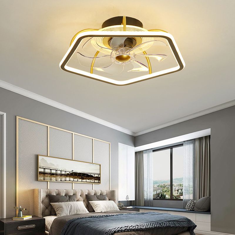7-Blade Modernism Ceiling Fan Black/Golden Fan with Light for Bedroom