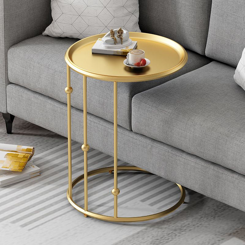 Mid-Century Black / Gold Metal Round Tray Top End Table C Side Table