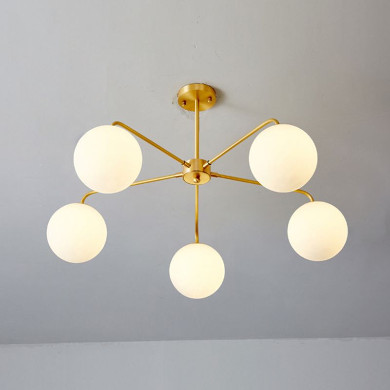 Post-Modern Minimalist Chandelier Light Fixture Spherical White Glass Ceiling Chandelier for Living Room