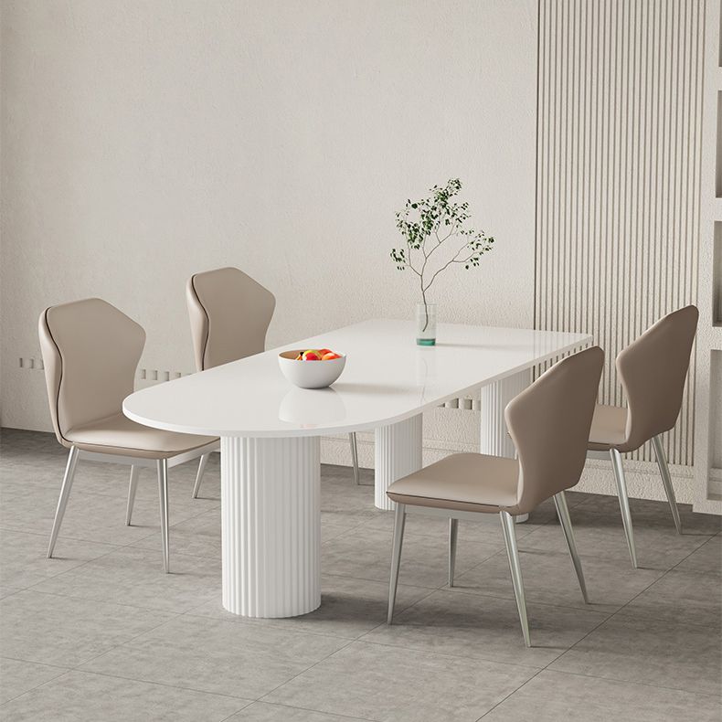 Contemporary White Color Faux Marble Dinner Table with 3 Legs